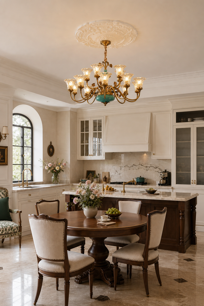 Turquoise Blue Ceramic Two-Tier Chandelier