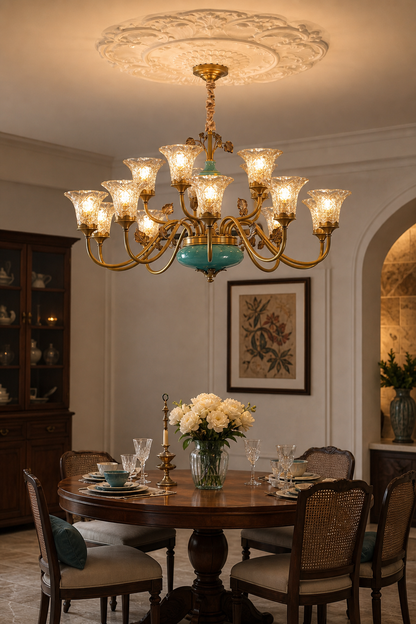 Turquoise Blue Ceramic Two-Tier Chandelier