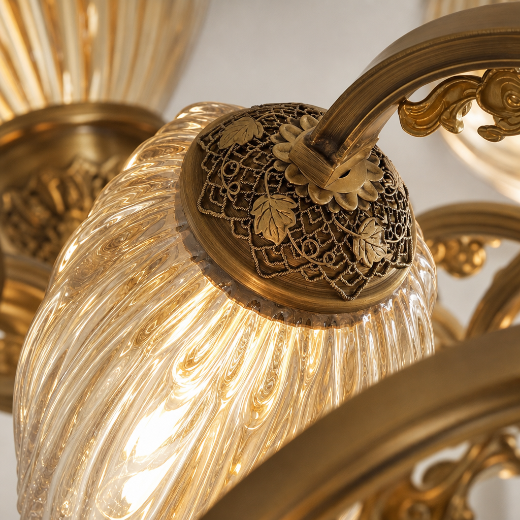 
classic American Brass Floral Crystal Ceiling lamp