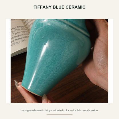 Turquoise Blue Ceramic Brass Chandelier