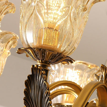 Antique Brass Fluted Glass Chandelier