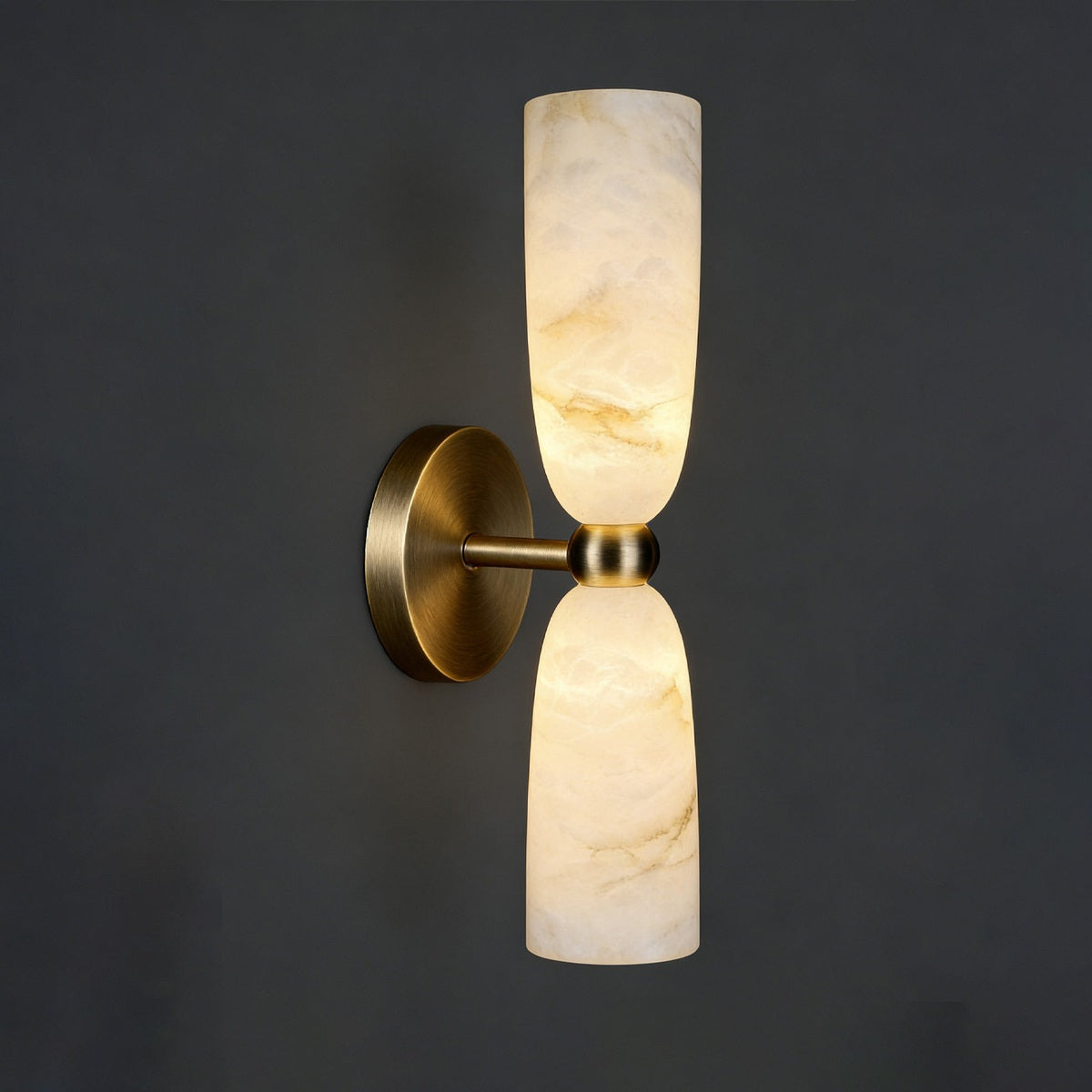 
Double Alabaster Cylinder Wall Sconce