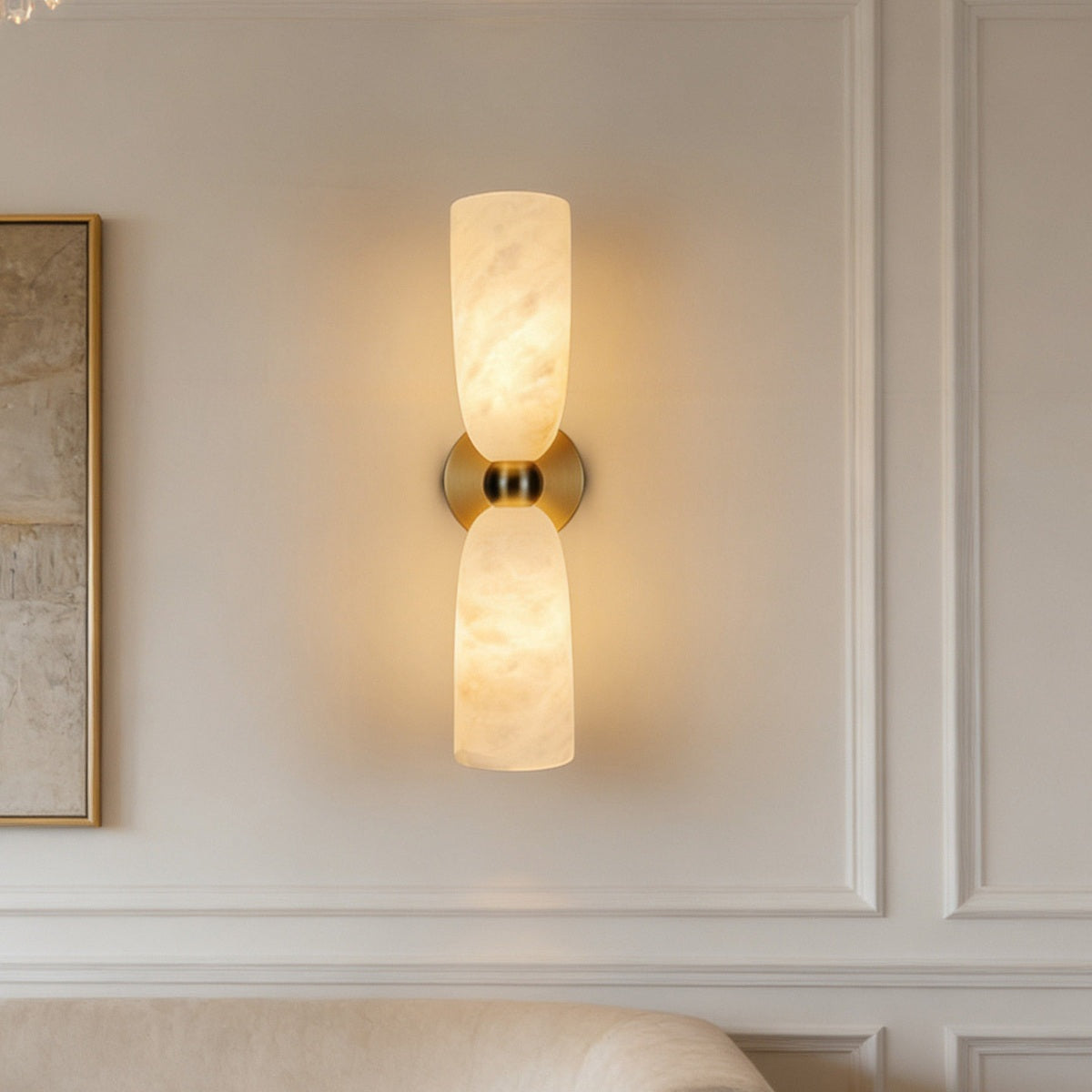 
Double Alabaster Cylinder Wall Sconce